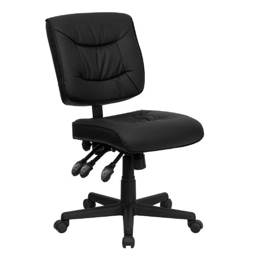 Flash Furniture Mid-Back Black Leathersoft Multifunction Swivel Ergonomic Task Office Chair #TOP15