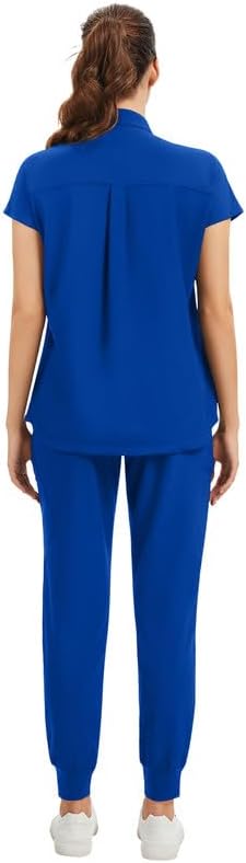 Kitmaz Women's Scrub Set - Convertible Mandarin/V-Neck Top & Jogger Pants, 9 Pockets, Wrinkle & Splash Proof - Image 2