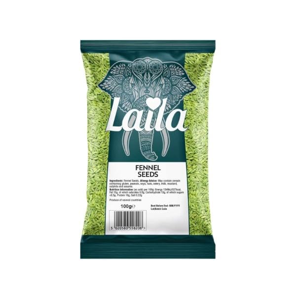 Laila Fennel Seeds Whole Fennel Spice for Cooking & Seasoning 100 g (Pack of 1)
