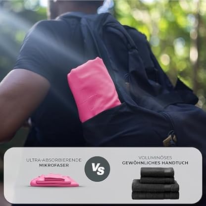 ZENACROSS Mikrofaser Handtuch (3er-Set) mit Transportbeutel - Schnelltrocknendes und vielseitiges Fitness Handtuch - Sporthandtuch Größen S, M, L - Rosa – Bild 3