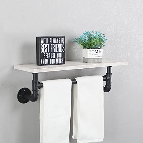 MBQQ Black & White Shelving Bathroom Pipe Shelves with Towel