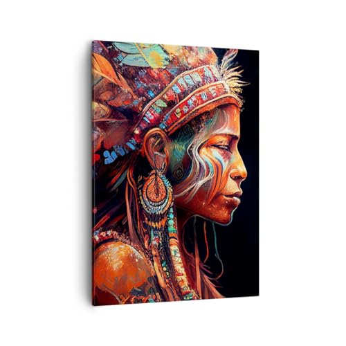 Moderne Impression sur Toile Chaman Indien Ayahuasca Image Tableau Decoration Murale 50x70cm Deco Cadre Salon Chambre Cuisine Vertical Petit Tableaux...