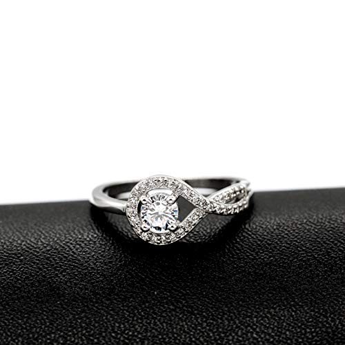 Uloveido Teardrop Shape Hollow Swirl Infinity Rings Round Cubic Zirconia Wedding Engagement Rings WX0224