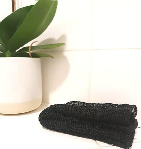 Exfoliating Bath Net - African Shower Sponge - Reusable - Extra Long Body & Back Scrubber (Black)