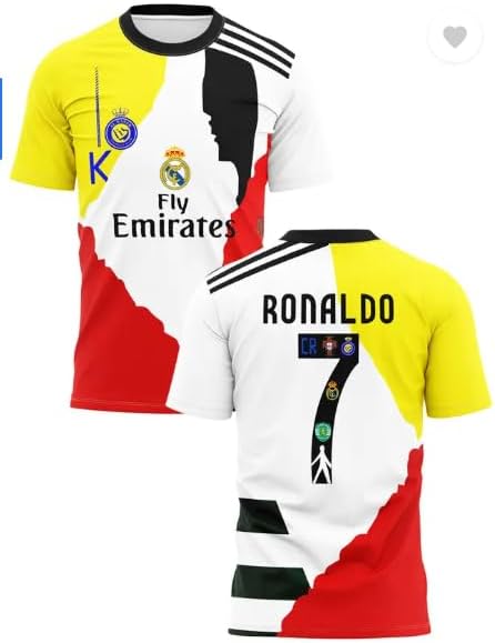 CavronRound Neck Cristiano Ronaldo Football Jersey, Mixed Club Design, Sports T-Shirt for Men & Women - CR7 Jersey