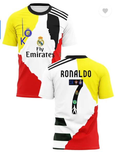 CavronRound Neck Cristiano Ronaldo Football Jersey, Mixed Club Design, Sports T-Shirt for Men & Women - CR7 Jersey