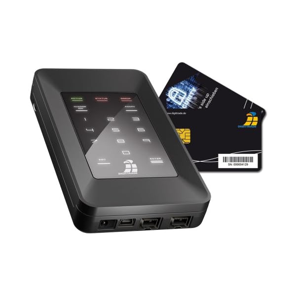 Digittrade HS128 2TB High Security Externe Festplatte 128-Bit AES Verschlüsselung, Smartcard & PIN (2,5 Zoll, USB 2.0)