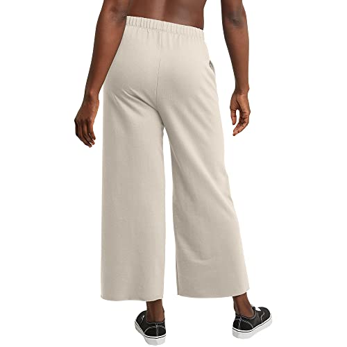 Hanes Womens Originals Wide Leg Crop Pants, Retro Lightweight French Terry 25" Sweatpants, Natural, Large US - image 2
