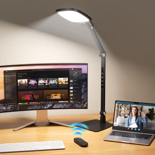 Led Desk Lamps for Office Home, Tall Metal Swing Arm Task Lights w/ Base