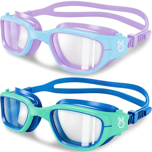 Vvinca Kids Swim Goggles Swimming Goggles for Kids 3-14 Anti-Fog UV Protection No Leak Pool Glasses for Boys Girls