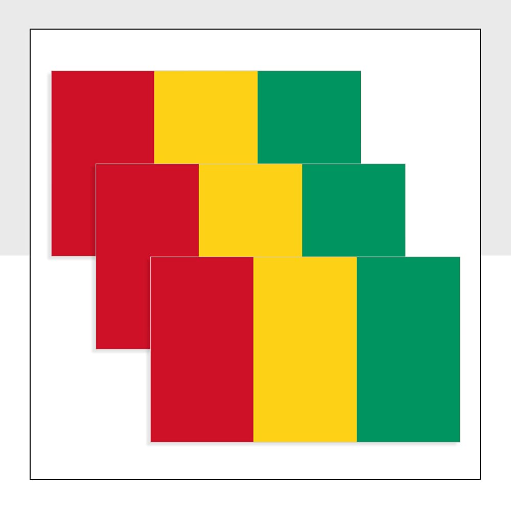 Guinea Flags Stickers Pack of 3 (100 x 60 mm) Gin Labels for Bike Van Car Laptop Helmet Packwith® #P1163