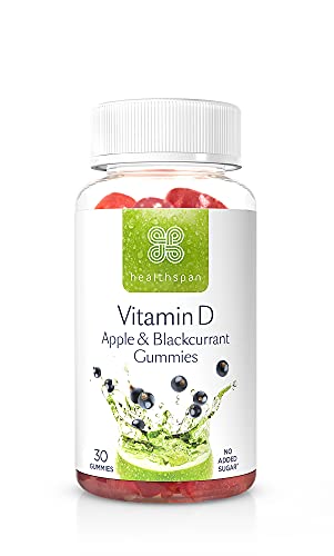 Healthspan Vitamin D3 Apfel- und Schwarze Johannisbeere-Gummis | 30 Gummis | 25 µg Vitamin D3 500 % NRV | Immungesundheit | Stärkt Knochen und Muskeln ohne Zuckerzusatz Cover