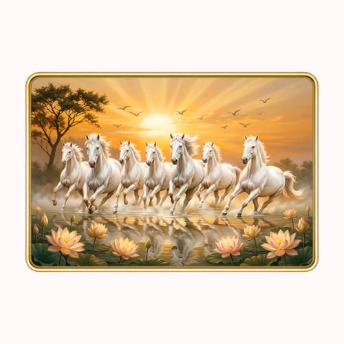 Image of 7 Running Horses Vastu Photo Frame, 16x24 Inch