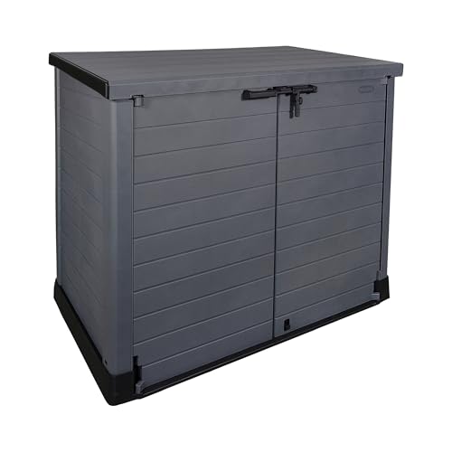 Duramax StoreAway 1200L Plastic Garden Shed/ Flat Lid, Outdoor Storage Shed, Wheelie Bin Hideaways, Wheelie bin box, Durable Construction, Ideal for Bikes, BBQs & 2x...