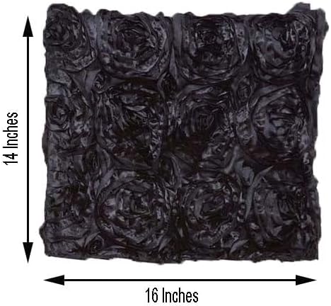 Vista 3 de Efavormart - Funda para silla de satén con roseta 3D Chivari, cuadrada, para catering, decoración de bodas, fiestas, color negro