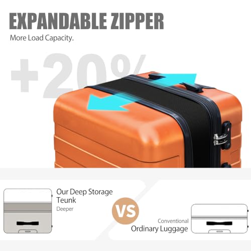 Image of KEYTANG Zebra Luggage Sets 3 Piece, 20 inch Carry On Luggage with Spinner Wheels, Hardside Business Travel Suitcase Set with TSA Lock, Lightweight Suitcase,20 /24 /28 inch,Orange
