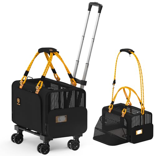 PAWZIDEA Cat Carrier with Wheels - 18x11x11 TSA Airline Approved ...
