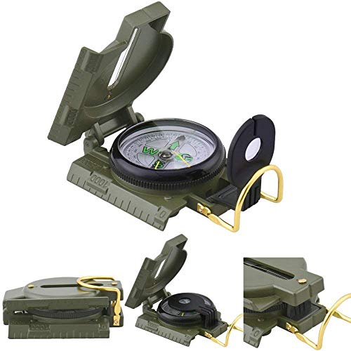Brújula plegable metálica verde ejército resistente al agua