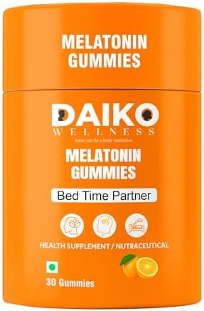 Daiko Deep Sleep Melatonin Gummies 5 Mg| Non-Habit Forming Sleep Aid with Chamomile, Valerian & Ashwagandha | Stress & Relaxation Support | Vegan | 30 Gummies