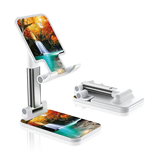Image of Foldable Phone Stand for Desk?Angle of View Adjustable Cell Phone Stand?Phone Holder for Desk /ipad Stand ?Suitable for iPhone, Samsung and Other Smart Phones Desk Accessories Phone Holder?Maple Tree