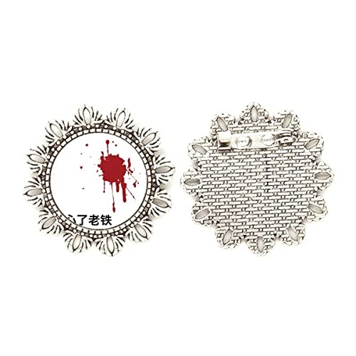 Broche de plata de ley con flor china medium: acabados de alta joyería y grabado exclusivo