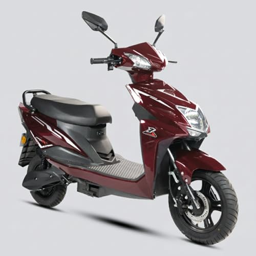 Image of AMO Electric Scooter Single Light Lead Acid Low Speed - Range - 60-70 Km Non RTO in Red with Portable Charger (Red)
