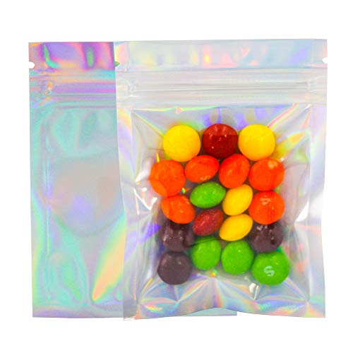 100 Pack Smell Proof Bags 3.3x5.1 Inches, Resealable Mylar Bags Food Safe Material