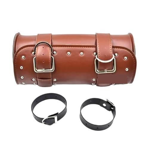 Bolsa lateral motocicleta tipo alforja de cuero PU para horquilla delantera, compatible con XL 883 1200, color marrón