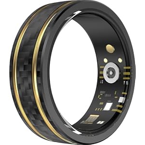 Smart Ring Heart Rate Monitor Blood Pressure Ring Sleep Tracker Blood Oxygen Fitness Tracker Pedometer Step Counter Calories Fitness Ring Waterproof Health Smart Rings for Men Women Carbon Fiber Ring