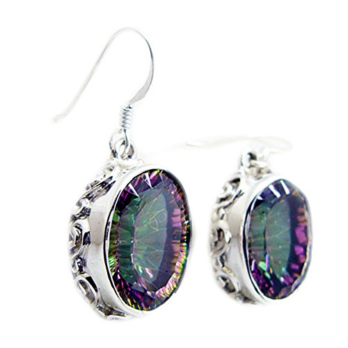 Boucle d'oreille quartz de forme ovale en argent Sterling pour femmes