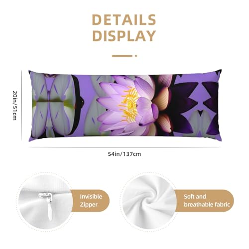 Housse de coussin de corps fleur de lotus violette pour un lit esthétique - 4