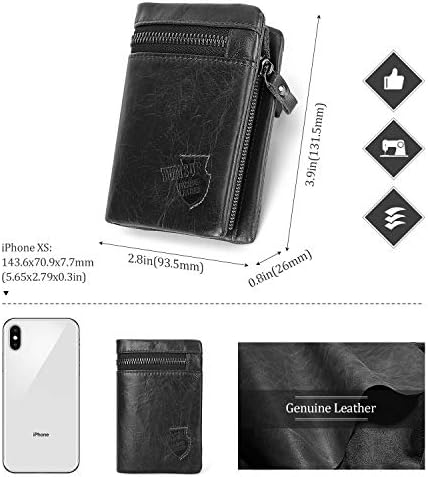 Mens Leather Wallet, YumSur Genuine Leather Wallet, RFID Blocking Men's Wallets Credit Card Holder Coin Pocket Purse External Card Bag, Tri-Fold Wallet for for Valentine's Day, Father's Day