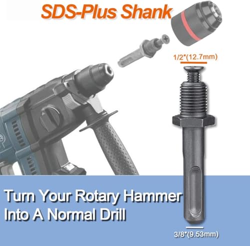 1.5-13mm Keyless Drill Chuck Metal Heavy Duty 1/2''-20UNF with SDS-Plus Shank 1/4" Hex Shank 1/2'' Socket Square Wrench Adapter for Impact Driver, Electric Drill, Hammer Drill by Yasoschaoz - Used condition - Image 4