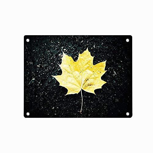 yunyang One Yellow Maple Leaf Ground Autumn Tin Metal Sign Wall Art Decor for Farmhouse Home Kitchen Bedroom Dining Room Bathroom Decor, 12"x16"