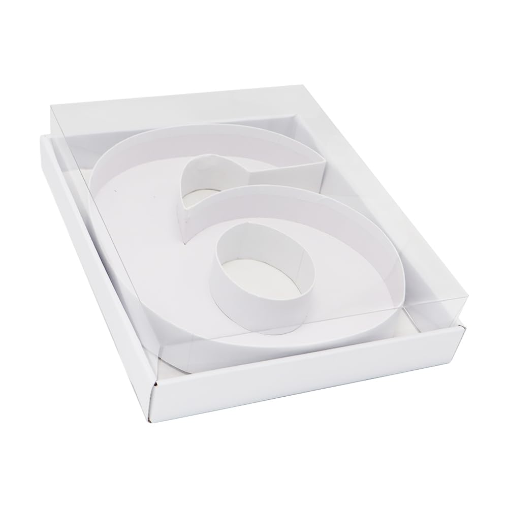WENPACK Scatola regalo decorativa in cartapesta a forma di lettera, 31,8 cm, riempibile, per caramelle e caramelle con coperchio trasparente (bianco, 9)