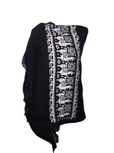 Gamboa - Alpaca Ruana for Women Alpaca Cape Wrap Made in Peru - Black Ruana