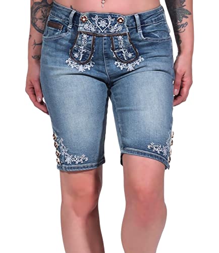 Hailys Damen Jeans Shorts Franzi bestickte Trachten-Hose Oktoberfest GHT-1901008-1Madl Blue L Cover