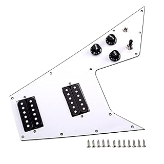 EUIOOVM Guitar Pickguard V Scratch Plate Pickup Remplaçable Interrupteur 3 voies de protection - Les Beatles, Paul McCartney, John Lennon, RIngo Starr, George Harrison