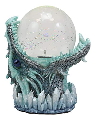 Ebros Gift Blue Icy Frost Giant Leviathan Dragon Led Night Light Glitter Sparkle Water Globe Storm Ball Figurine With Sound Activated Sensor Dungeons And Dragons Home Decor Fantasy Statue #TOP1