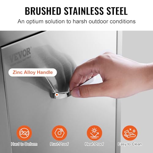 Image of VEVOR Outdoor Kitchen Drawers 17.7 inchW x 25 inchH x 22.8 inchD Stainless Steel | Cabinets Trash Drawer /Door /Combo, for BBQ Island, Patio Grill Station, Access Door Drawers, Handle, Smooth Sliding Rail