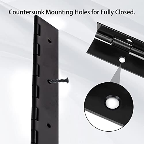 8PCS Heavy Duty Piano Hinge,12-Inch Black Continuous & Piano Hinges,0.05" Thickness,1.2" Open Width, Ideal for Folding Cabinet Doors, Black Stainless Furniture Hinges