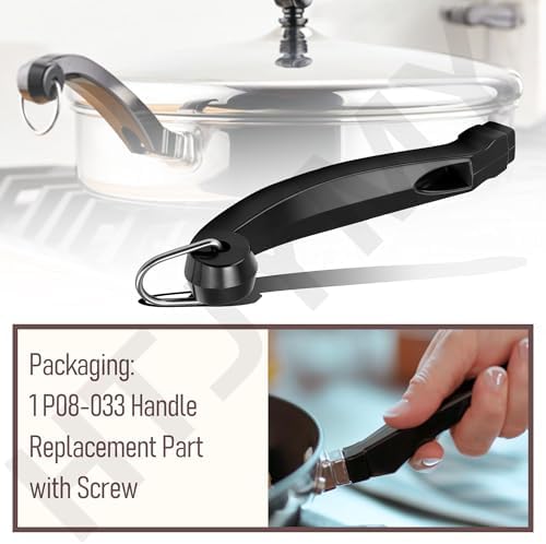HTJYMY P08-033 Handle Replacement Part (Long) Compatible with Far-berware 8.5, 10.5 and 12' Quart Saute Pans and 3 and 4 Quart Saucepans/Pots/Cookware, Saucepan Handle for Kitchen Cooking with Screw - 4