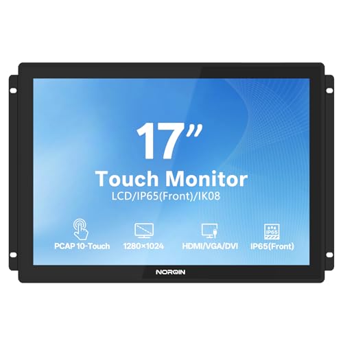 Image of 17 Inch IP65 Industrial Touchscreen,1280x1024 Open Frame Monitor | IPS, VESA Mount, 10-Point Capacitive Embedded Touch Display, HDMI /VGA /DVI /USB Ports, for Automation & HMI, POS, Self-Service