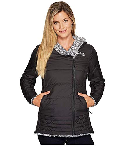 The North Face Women's Mossbud Reversible Parka, Black/Asphalt Stripe, Small