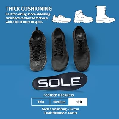 SOLE Active Thick Insoles - Custom Moldable Orthotic Support for Any Arch Type, Plantar Fasciitis Relief - Multiple Sizes