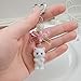 Misovela Cute Fuzzy Cat Keychain Y2K Aesthetic Kawaii Pink White Cat Lovers Decor Gifts Heart Bow Pendent Bag Charm (White)