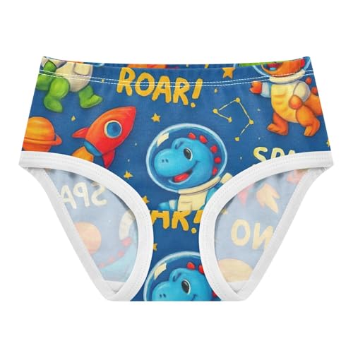 Cute Dinosaurs Space Blue Girls Panties, Toddler Girl Briefs, Cotton Underwear for Girls, 2–8 Years