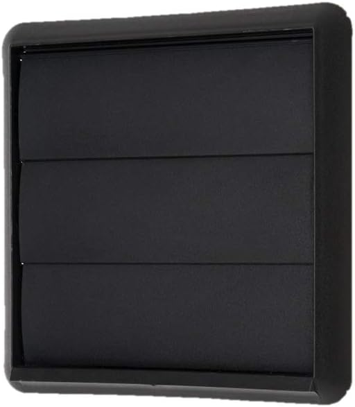 Black Gravity Grille 100mm / 4" External Exterior Ducting Air Vent Round Spigot & Shutters