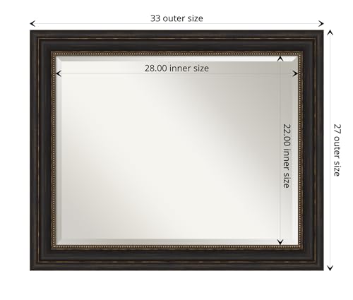 Image of Framed Vanity Mirror | Bathroom Mirrors for Wall | Accent Bronze Mirror | Wall Mounted Mirror | Medium Mirror | 27.00 x 33.00