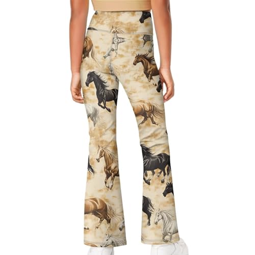 Image of Girls Leggings Floral Print High-Waisted Flared Pants 5-14 Years